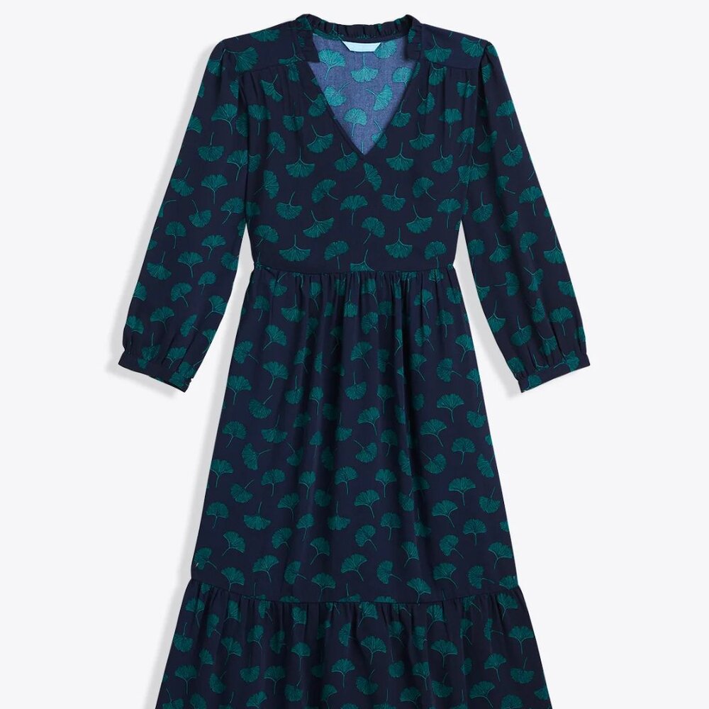 Draper James Katie Midi Dress Ginkgo Leaf Print - NWOT
